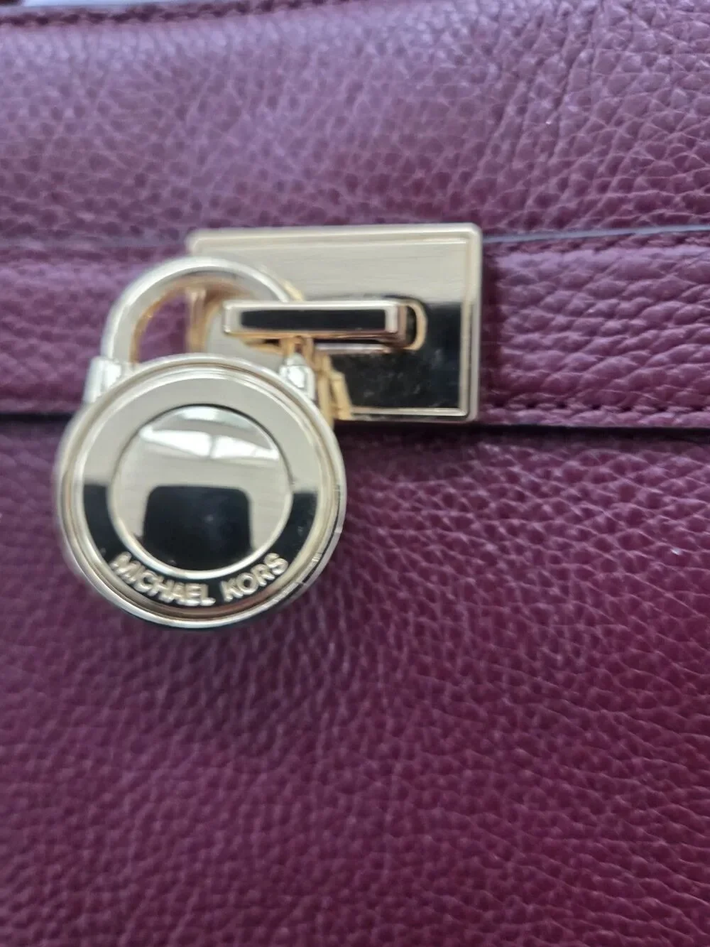 Michael Kors‎ Hamilton Lock Satchel Burgundy Leather Shoulder Crossbody Bag